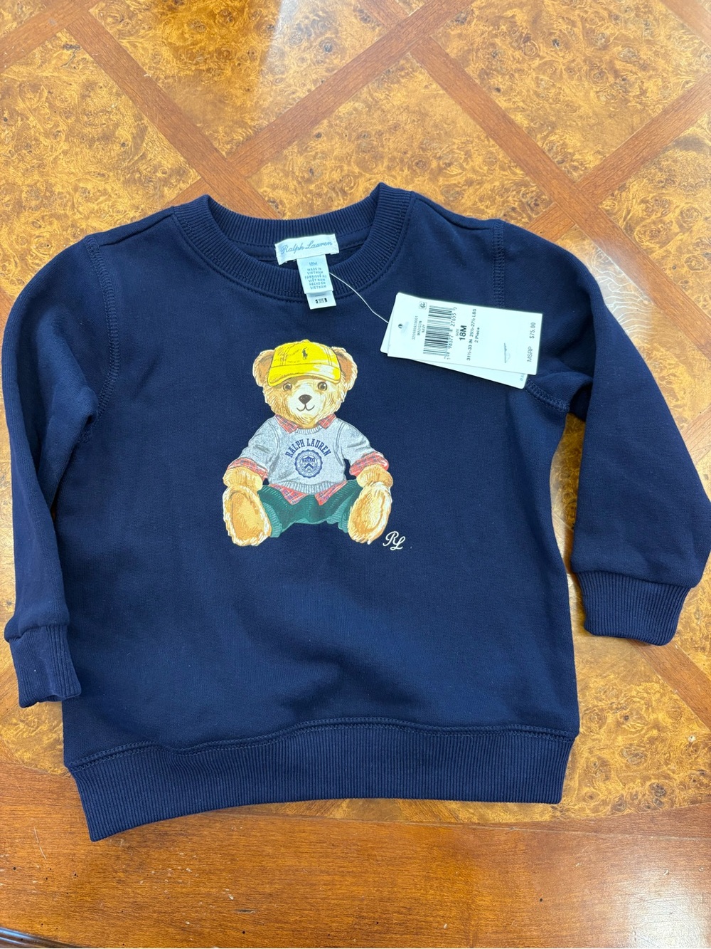 Ralph Lauren Navy Bear Graphic Crewneck Sweatshirt - Kids